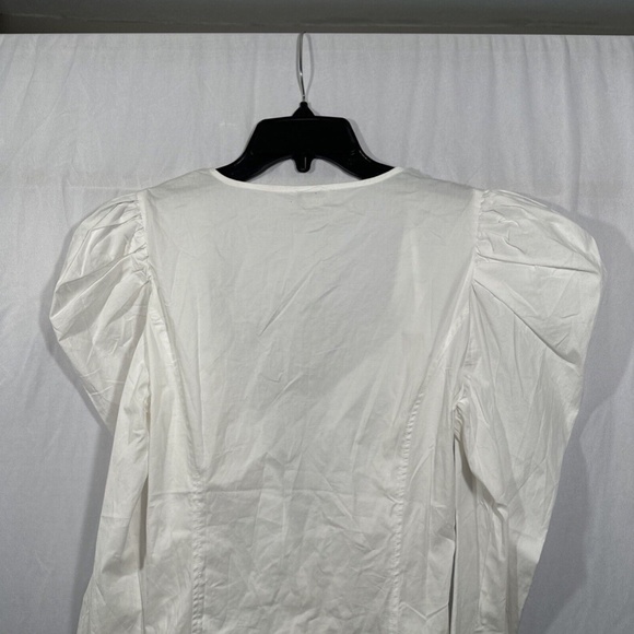 NWD $165 Jason Wu [ Medium ]‎ Long Puff Sleeve Wrap Blouse Top in White - Picture 10 of 14